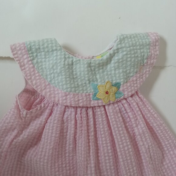 Vintage Sears Baby Pink Checkered Gingham Toddler Dress Sz 2T 24 Months Flower - Picture 7 of 15